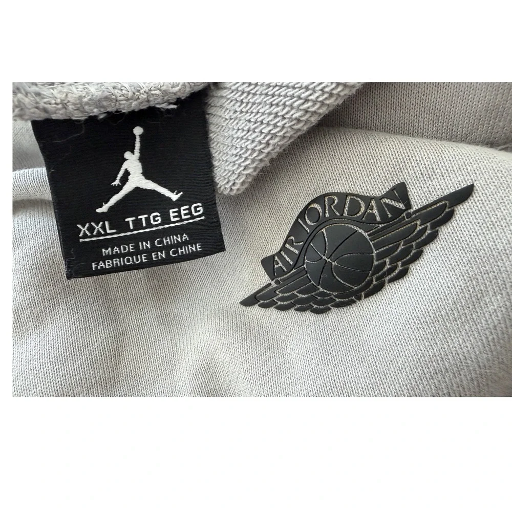 Air Jordan Mens XXL Grey Acid Wash Fleece Shorts Wings Logo Streetwear Vtg Rare‎